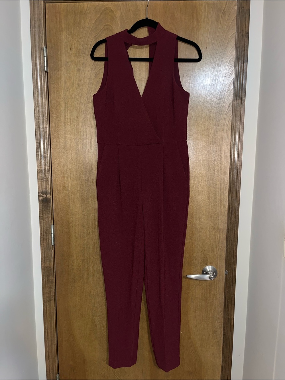 Dynamite Deep Burgundy Sleeveless V-Neck Jumpsuit